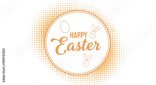 Happy easter message with bunny and eggs