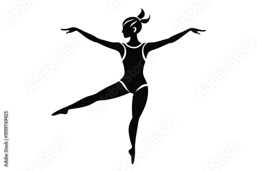 gymnastic leotard silhouette line art vector illustration
