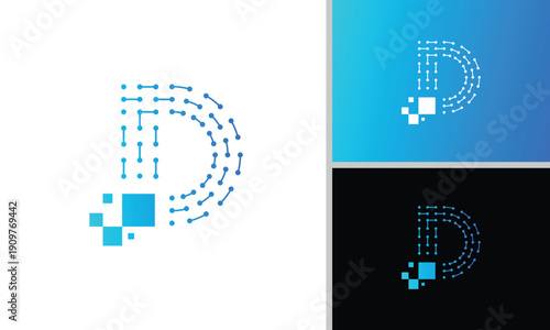 letter 'D' design. It gives the impression of data, digital, connectivity, or detailed structure.