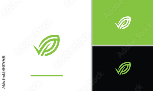 A leaf logo filled with organic lines or contours, and at the bottom cleverly integrated a check mark is suitable for businesses in the fields of sustainability, environment, green technology, consult
