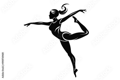 gymnastic leotard silhouette line art vector illustration