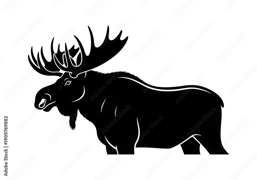 Obraz premium Majestic moose standing in a natural habitat with large antlers prominently displayed.