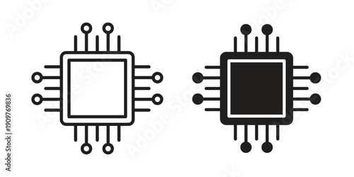 Computer chip icon in editable style. Vector icon graphics