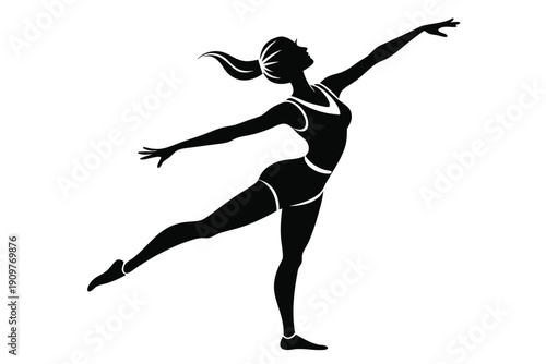gymnastic leotard silhouette line art vector illustration
