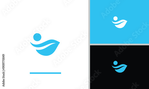 The leaf logo curves elegantly, as if it is expanding or growing. At the bottom of the leaf, there is a small dot or circle that can be interpreted as a new shoot,