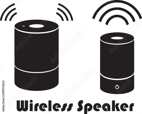 wireless speaker icons with signal waves