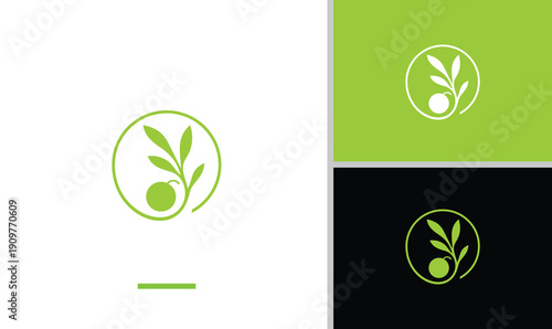 The silhouette logo is a branch or plant with several white leaves, giving the impression of nature, femininity, softness, organicity, beauty, or caring.
