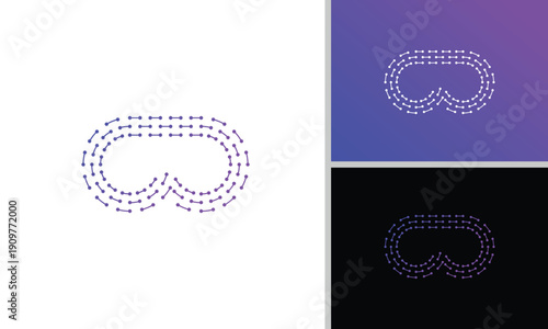This dotted logo gives the impression of digital, networked, or even data streams. The gradient of purple and blue used in the logo variations creates a mysterious, innovative, and immersive technolog