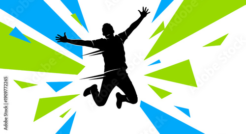 man jumping with colorful background