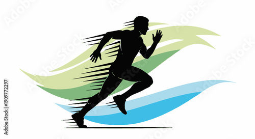 man running fast silhouette with motion blur