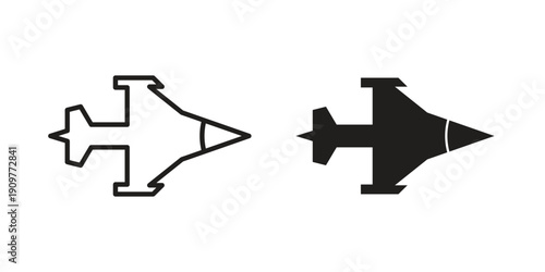 Fighter jet icon in editable style. Vector icon graphics