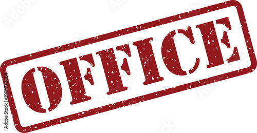 A red textured office stamp featuring the word OFFICE prominently displayed on a clean white background