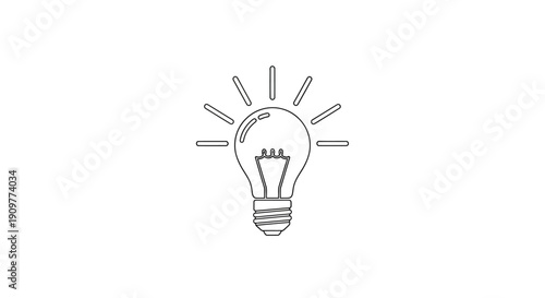 Light Bulb Icon With Radiant Lines.