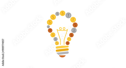 Light Bulb Made of Colored Circles Idea.