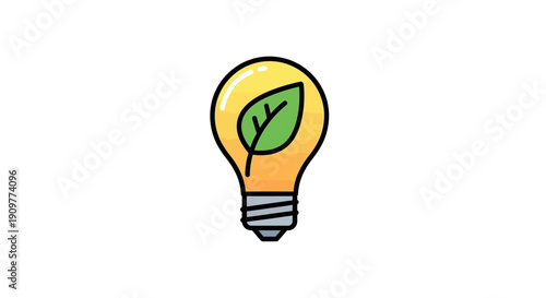 Light Bulb with Green Leaf Inside.