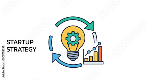 Light Bulb with Gear and Graph Illustration.