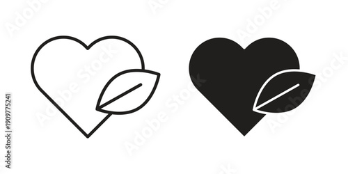 Leaf heart icon in editable style. Vector icon graphics