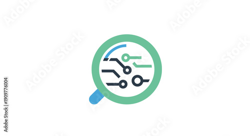 Magnifying Glass Examining Circuit Diagram.