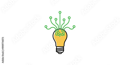Light Bulb with Green Sprouts Illustration.