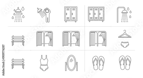 Collection of Simple Line Icons for Hotel and Spa Services.