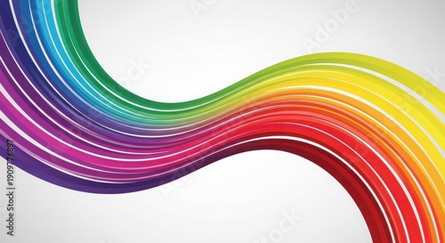 Vibrant rainbow colored wavy lines on white background