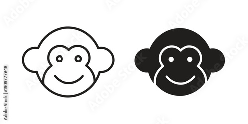 Monkey icon in editable style. Vector icon graphics