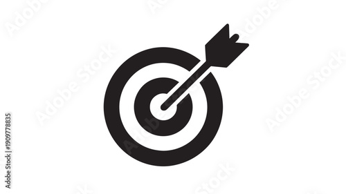 Target with Arrow in Simple Monochrome Design on White Background for Business Icon