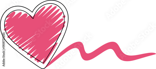 Heart illustration, love symbol, emotional expression, vitality design, heartbeat line, affection art, playful texture, romantic concept, flat vector illustration