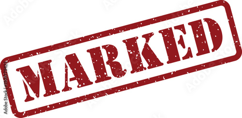 Prominent red rectangular rubber stamp clearly showing the word MARKED with an authentic grunge effect