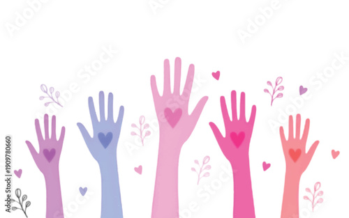 Hands with heart, Sign of happiness,Hans raising with joy and ecstasy,