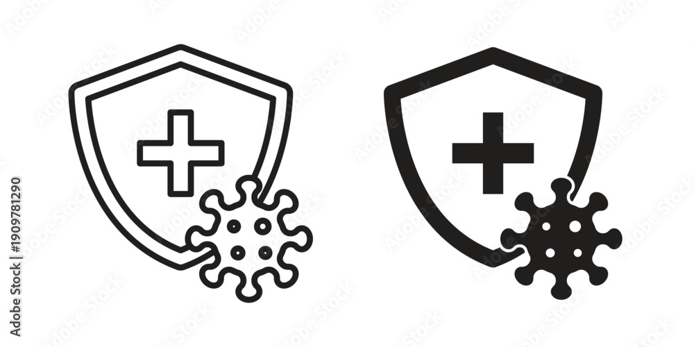Obraz premium Shield virus icon in editable style. Vector icon graphics