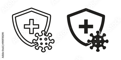 Shield virus icon in editable style. Vector icon graphics