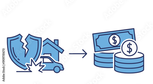 Home and auto insurance protection converting to financial funds payout