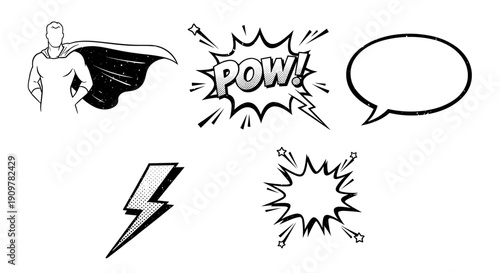 Comic book superhero speech bubbles and effects