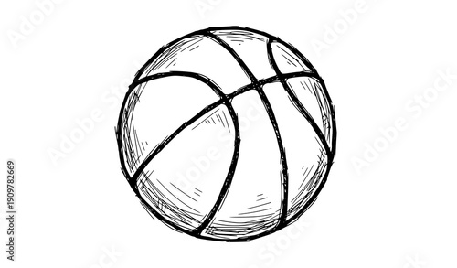Basketball Ball Hand Sketched Doodle Vector