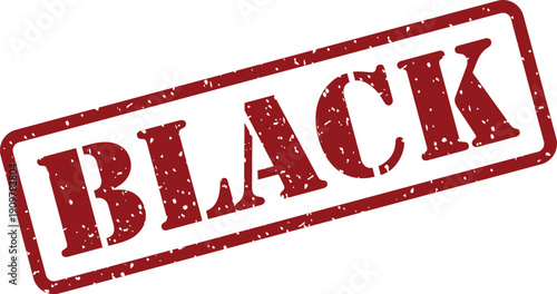 Red grunge rubber stamp with the word BLACK in uppercase on a white background