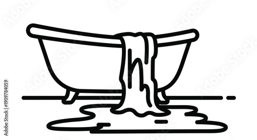 Simple line drawing depicting a waterfall cascading into a pool of water