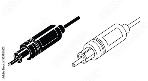 Diagram of two coaxial cable connectors one male and one female