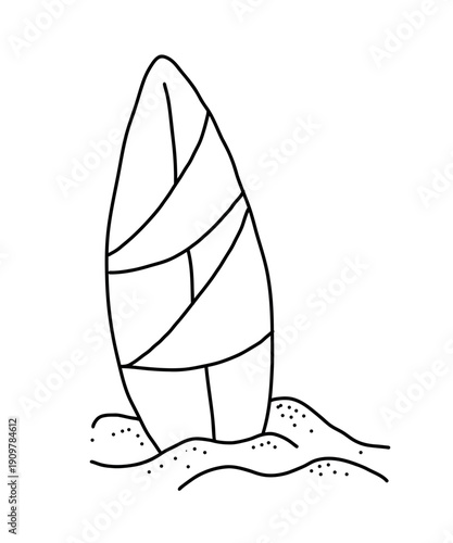 Beach Surfboard Minimal Line Art Design