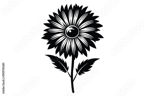 gaillardia silhouette line art vector illustration