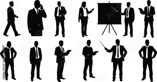 Professional business people silhouettes for corporate meeting and presentation