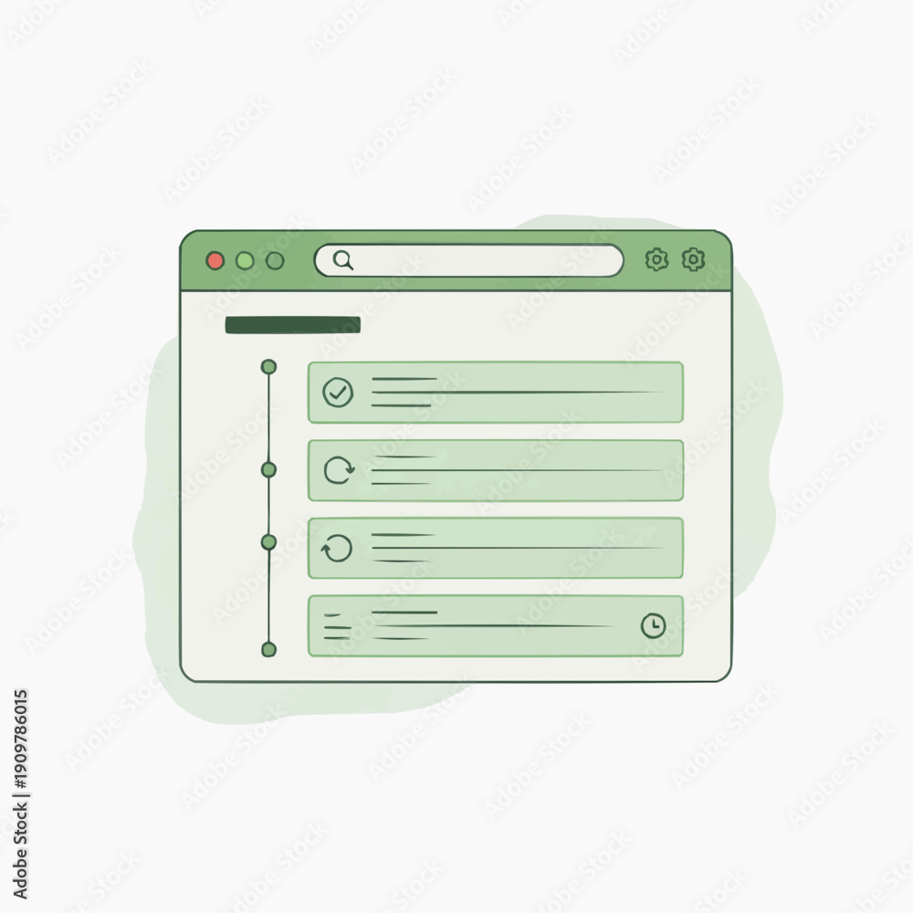 Fototapeta premium Operational Activity Timeline Wireframe with Status Icons Sequential Task Logging and Progress Indicators