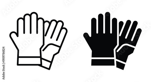 Iconic Representation of Gloves in Black and White for Versatile Use