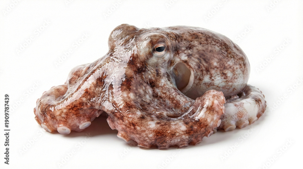 Obraz premium Fresh raw octopus isolated on white background