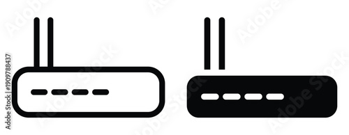 Wireless Router Icon Set in Black and White for Digital Projects