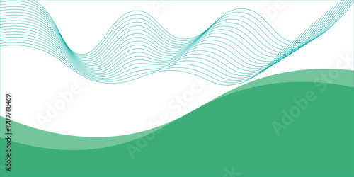 Mint green wave border, divider, footer vector shape modern background