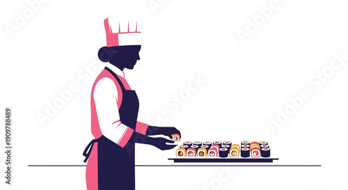 Silhouette of a server carrying a tray of colorful drinks
