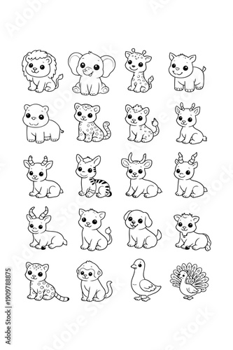 Collection of cartoon animals in various poses and expressions, ChatGPT Image Feb 4, 2026, 05_26_22 PM.eps