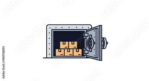 Open Safe with Gold Bars Inside.