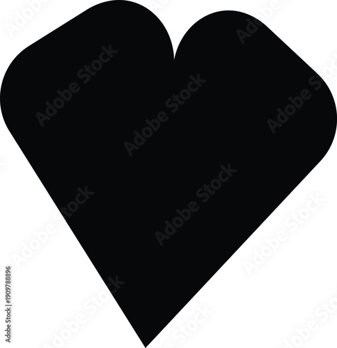 Solid Black Heart Shape Isolated on White Background for and Symbolism